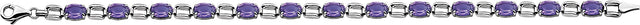 14K Gold Oval Natural Amethyst Line Bracelet - view 2