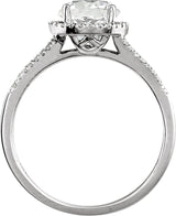 14K Gold Round Lab-Grown White Sapphire & Natural Diamond Halo-Style Birthstone Ring - view 2