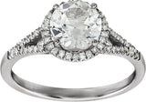 14K Gold Round Lab-Grown White Sapphire & Natural Diamond Halo-Style Birthstone Ring - view 3