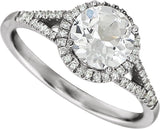 14K Gold Round Lab-Grown White Sapphire & Natural Diamond Halo-Style Birthstone Ring - view 5