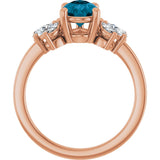 14K Gold Pear Natural London Blue Topaz & Lab-Grown Diamond Accented Ring - Rose Gold - view 2