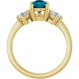 14K Gold Pear Natural London Blue Topaz & Lab-Grown Diamond Accented Ring - Yellow Gold - view 2