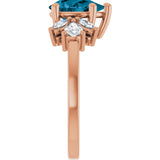 14K Gold Pear Natural London Blue Topaz & Lab-Grown Diamond Accented Ring - Rose Gold - view 4