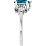14K Gold Pear Natural London Blue Topaz & Lab-Grown Diamond Accented Ring - White Gold - view 4