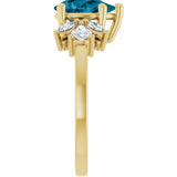 14K Gold Pear Natural London Blue Topaz & Lab-Grown Diamond Accented Ring - Yellow Gold - view 4