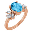 14K Gold Oval Natural Swiss Blue Topaz & Lab-Grown Diamond Accented Ring - Rose Gold