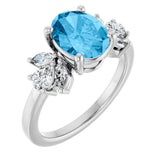 Platinum Oval Natural Swiss Blue Topaz & Lab-Grown Diamond Accented Ring