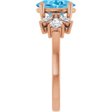 14K Gold Oval Natural Swiss Blue Topaz & Lab-Grown Diamond Accented Ring - Rose Gold - view 4