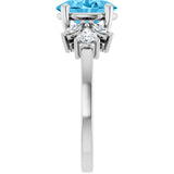 Platinum Oval Natural Swiss Blue Topaz & Lab-Grown Diamond Accented Ring - view 4