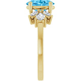 14K Gold Oval Natural Swiss Blue Topaz & Lab-Grown Diamond Accented Ring - Yellow Gold - view 4