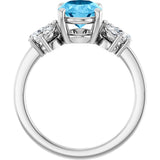 Platinum Oval Natural Swiss Blue Topaz & Lab-Grown Diamond Accented Ring - view 2