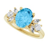 14K Gold Oval Natural Swiss Blue Topaz & Lab-Grown Diamond Accented Ring - Yellow Gold - view 5