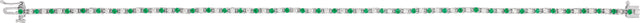 14K Gold Round Natural Emerald & Natural Diamond Line Bracelet - White Gold - view 7