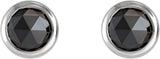 14K Gold Natural Black Diamond Round Bezel-Set Rose-Cut Stud Earrings - White Gold - view 4