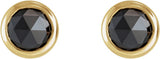14K Gold Natural Black Diamond Round Bezel-Set Rose-Cut Stud Earrings - Yellow Gold - view 4