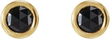 14K Gold Natural Black Diamond Round Bezel-Set Rose-Cut Stud Earrings - Yellow Gold - view 4