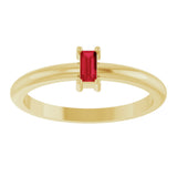 14K Gold Straight Baguette Lab-Grown Ruby Stackable Ring - Yellow Gold - view 3