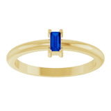 14K Gold Straight Baguette Lab-Grown Blue Sapphire Stackable Ring - Yellow Gold - view 3