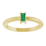 14K Gold Straight Baguette Natural Emerald Stackable Ring - Yellow Gold - view 3