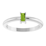 Platinum Straight Baguette Natural Peridot Stackable Ring - view 3