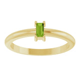 14K Gold Straight Baguette Natural Peridot Stackable Ring - Yellow Gold - view 3