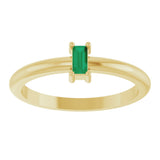 14K Gold Straight Baguette Lab-Grown Emerald Stackable Ring - Yellow Gold - view 3