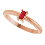 14K Gold Straight Baguette Lab-Grown Ruby Stackable Ring - Rose Gold - view 6