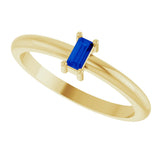 14K Gold Straight Baguette Lab-Grown Blue Sapphire Stackable Ring - Yellow Gold - view 5