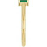 14K Gold Straight Baguette Natural Emerald Stackable Ring - Yellow Gold - view 4