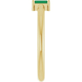 14K Gold Straight Baguette Lab-Grown Emerald Stackable Ring - Yellow Gold - view 4