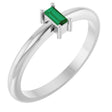Platinum Straight Baguette Lab-Grown Emerald Stackable Ring