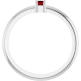 Platinum Straight Baguette Lab-Grown Ruby Stackable Ring - view 2