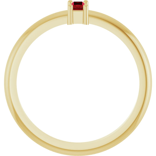 14K Gold Straight Baguette Lab-Grown Ruby Stackable Ring - Yellow Gold - view 2