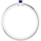Platinum Straight Baguette Lab-Grown Blue Sapphire Stackable Ring - view 2