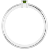 Platinum Straight Baguette Natural Peridot Stackable Ring - view 2