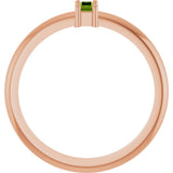 14K Gold Straight Baguette Natural Peridot Stackable Ring - Rose Gold - view 2