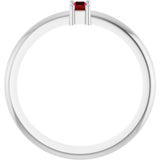 Platinum Straight Baguette Natural Ruby Stackable Ring - view 2