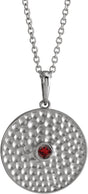 Platinum Round Natural Mozambique Garnet Beaded Disc Necklace or Pendant