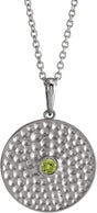 14K Gold Round Natural Peridot Beaded Disc Necklace or Pendant - White Gold