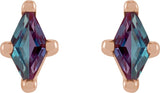 14K Gold Lab-Grown Alexandrite Lozenge 4-Prong Stud Earrings - Rose Gold - view 2