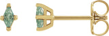 14K Gold Lab-Grown Green Sapphire Lozenge 4-Prong Stud Earrings - Yellow Gold