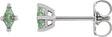 Platinum Lab-Grown Green Sapphire Lozenge 4-Prong Stud Earrings