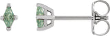 Platinum Lab-Grown Green Sapphire Lozenge 4-Prong Stud Earrings