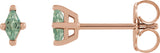 14K Gold Lab-Grown Green Sapphire Lozenge 4-Prong Stud Earrings - Rose Gold