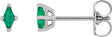 Platinum Lab-Grown Emerald Lozenge 4-Prong Stud Earrings