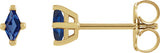14K Gold Lab-Grown Blue Sapphire Lozenge 4-Prong Stud Earrings - Yellow Gold