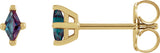 14K Gold Lab-Grown Alexandrite Lozenge 4-Prong Stud Earrings - Yellow Gold