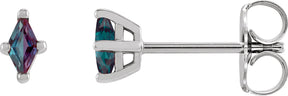 Platinum Lab-Grown Alexandrite Lozenge 4-Prong Stud Earrings