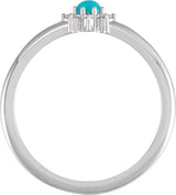 14K Gold Round Natural Turquoise Halo-Style Ring - White Gold - view 4