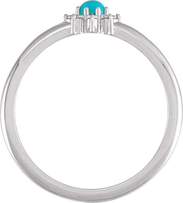 14K Gold Round Natural Turquoise Halo-Style Ring - White Gold - view 4